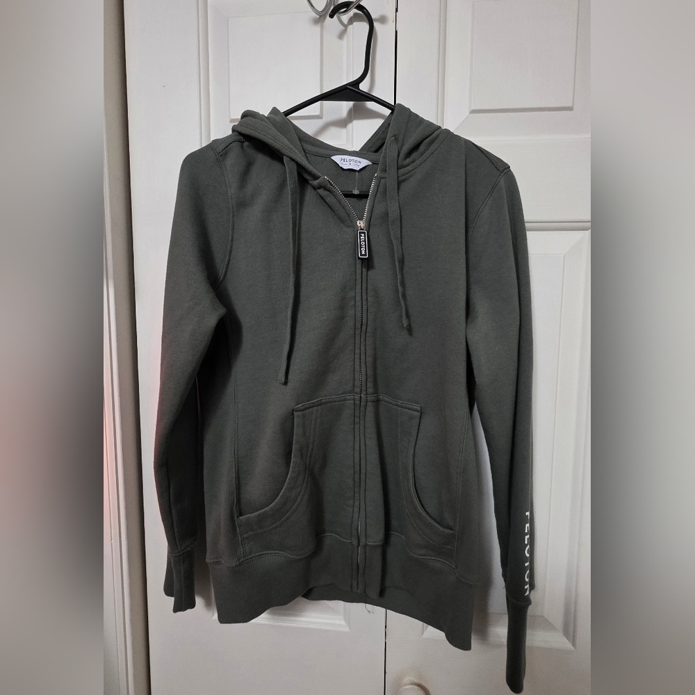 Peloton Full Zip Up Hoodie Jacket Womens Size Small Olive Green
